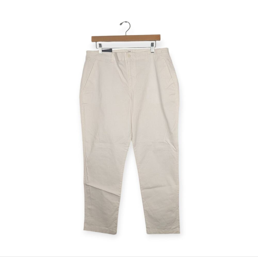 NWT Gap Off-White Cotton Twill Girlfriend Khaki Pants Size 14